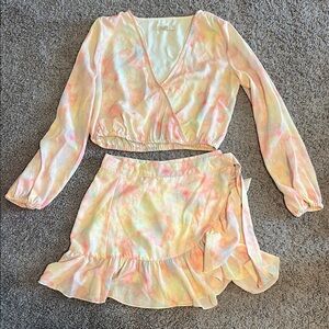 Chelsea & Violet Pastel Wrap Top and Skirt Set